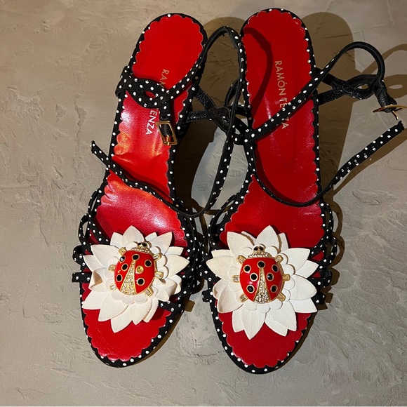 RAMÓN TENZA LADYBUG POLKA DOT WEDGE- Sz 8 - Picture 2 of 15